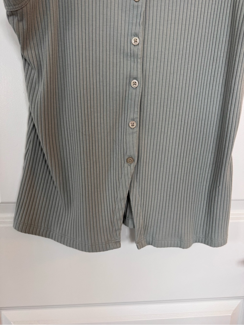 Old Navy Ribbed Button-Front Tank Top - Sage - Picture 2 of 4